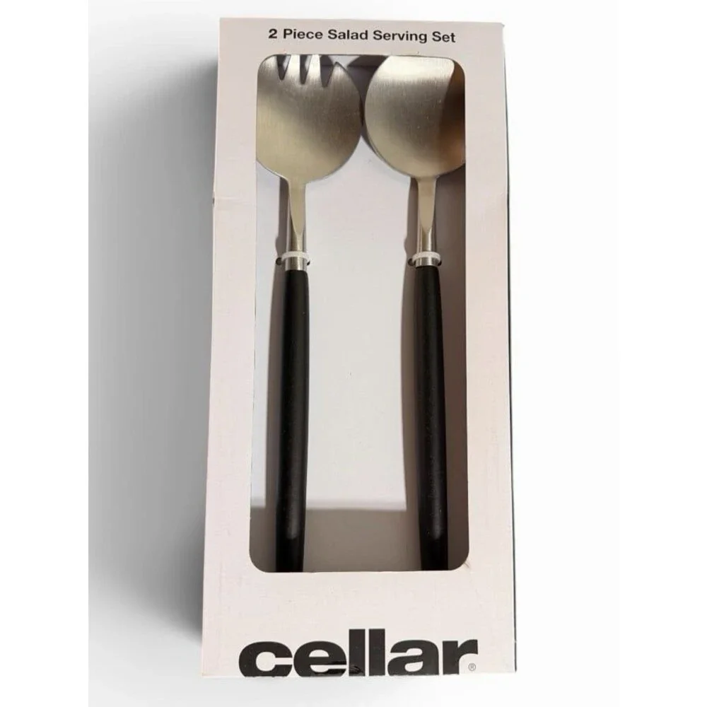 The Cellar 2-Pc. Wood & Metal Salad Server Set
